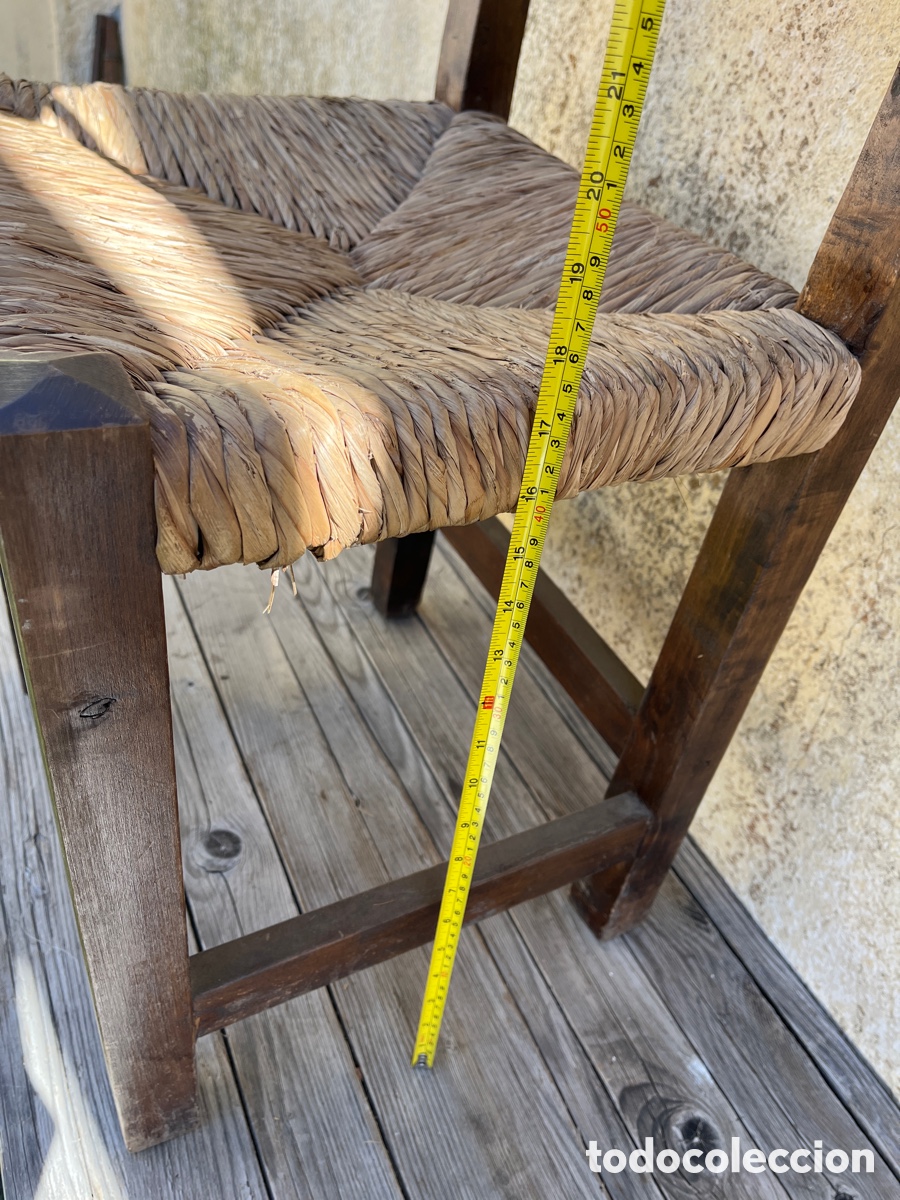 Antig&uuml;edades: Silla antigua r&uacute;stica con asiento de anea. - Foto 12