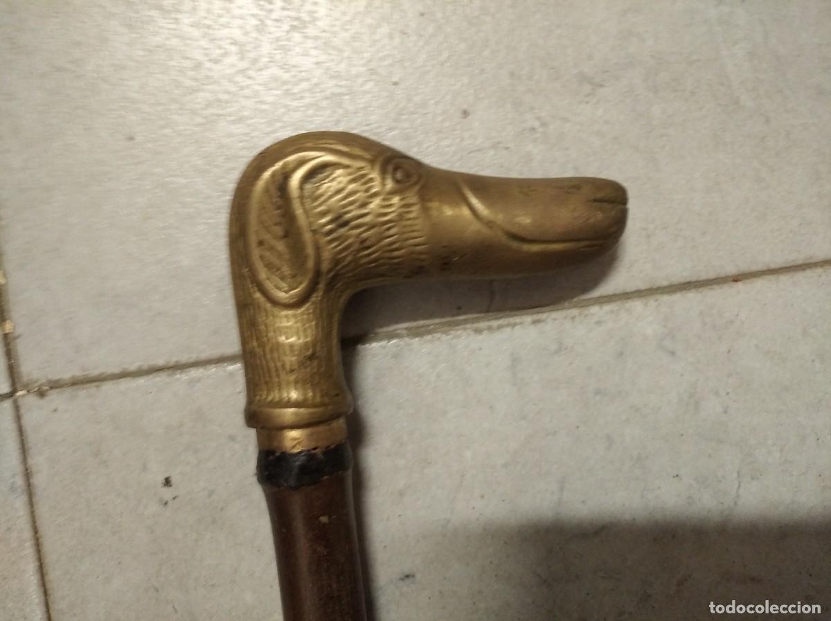 Antig&uuml;edades: ANTIGUO BASTON DE COLECCION CON MANGO DE CABEZA DE PERRO EN BRONCE - Foto 3