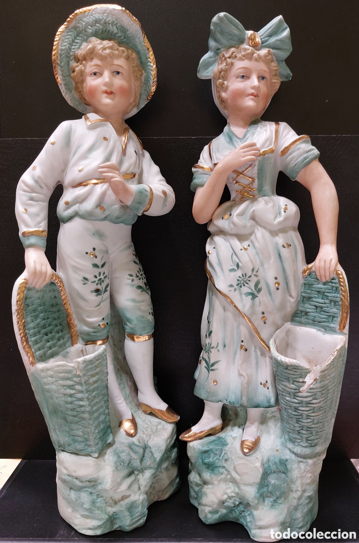 Antig&uuml;edades: PAREJA DE BISCUITS POLICROMADOS - Foto 2