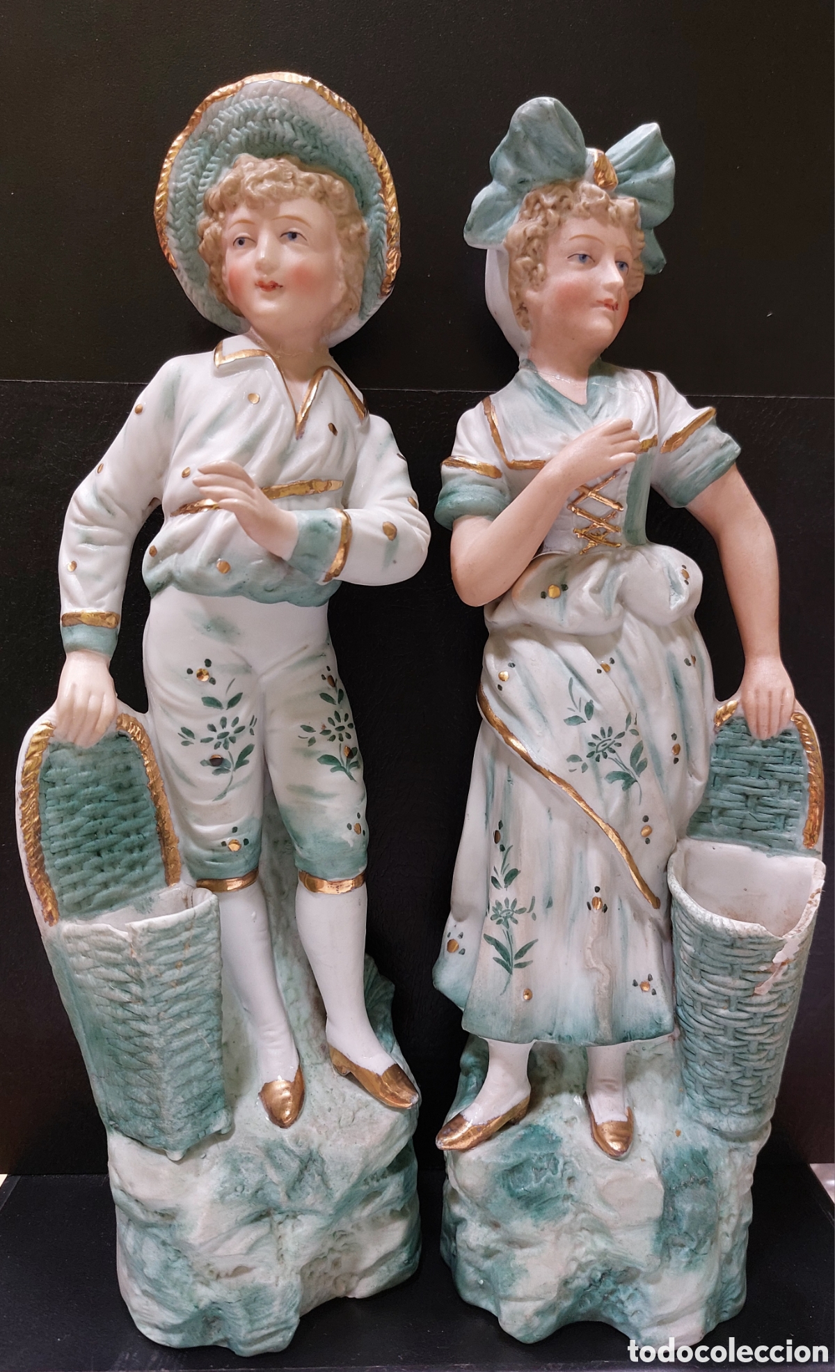 Antig&uuml;edades: PAREJA DE BISCUITS POLICROMADOS - Foto 1