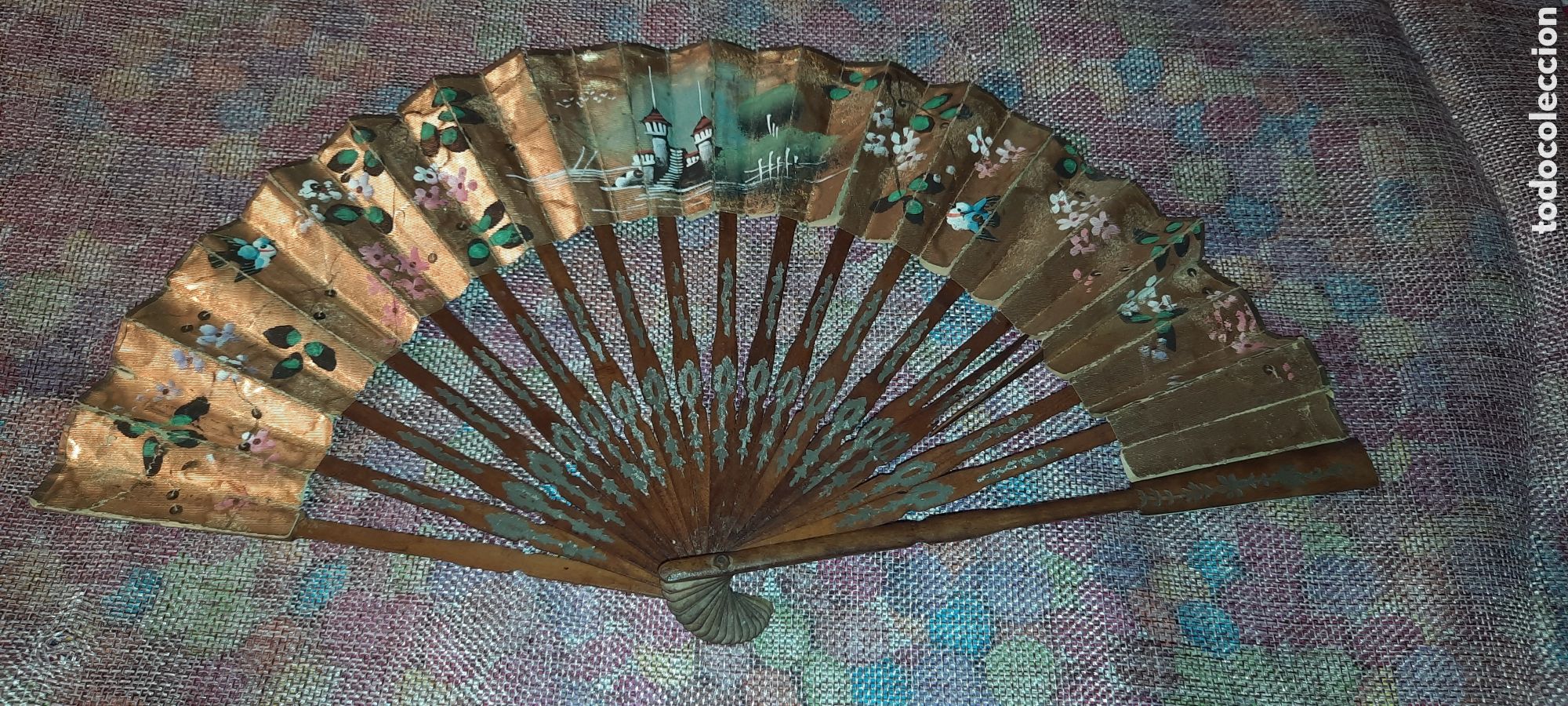 Antig&uuml;edades: Abanico antiguo. Pintado a mano - Foto 4