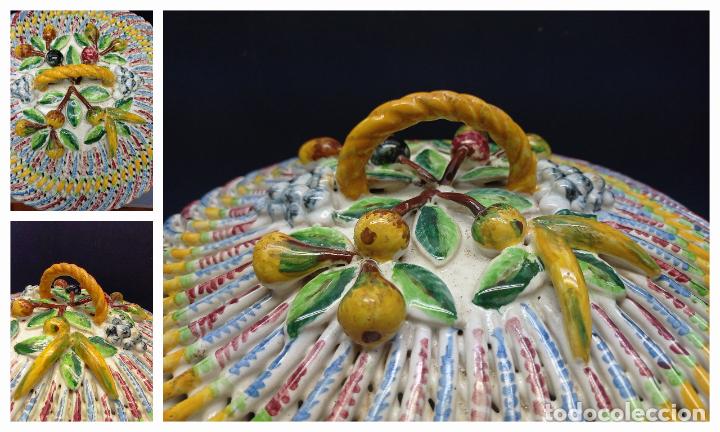 Antiques: De museo - S. XIX . Espectacular Cesto XXL frutero . Cer&aacute;mica trenzada