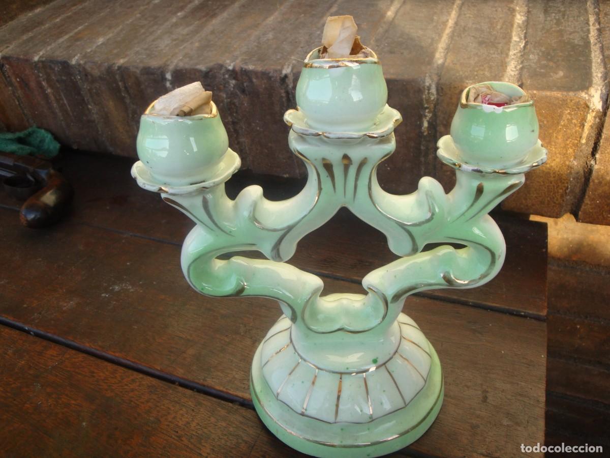 Antig&uuml;edades: CANDELABRO DE PORCELANA - Foto 2