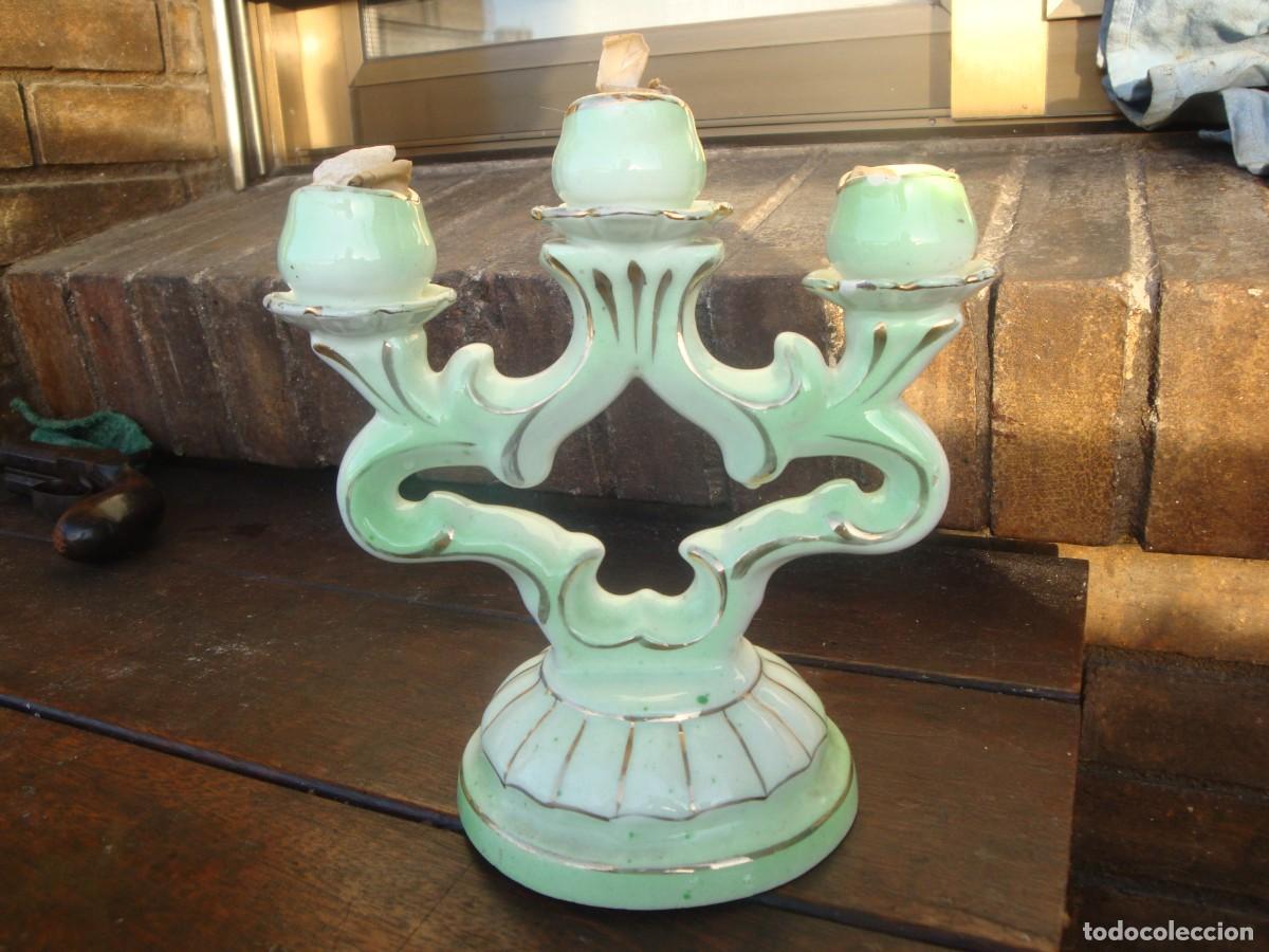 Antig&uuml;edades: CANDELABRO DE PORCELANA - Foto 3