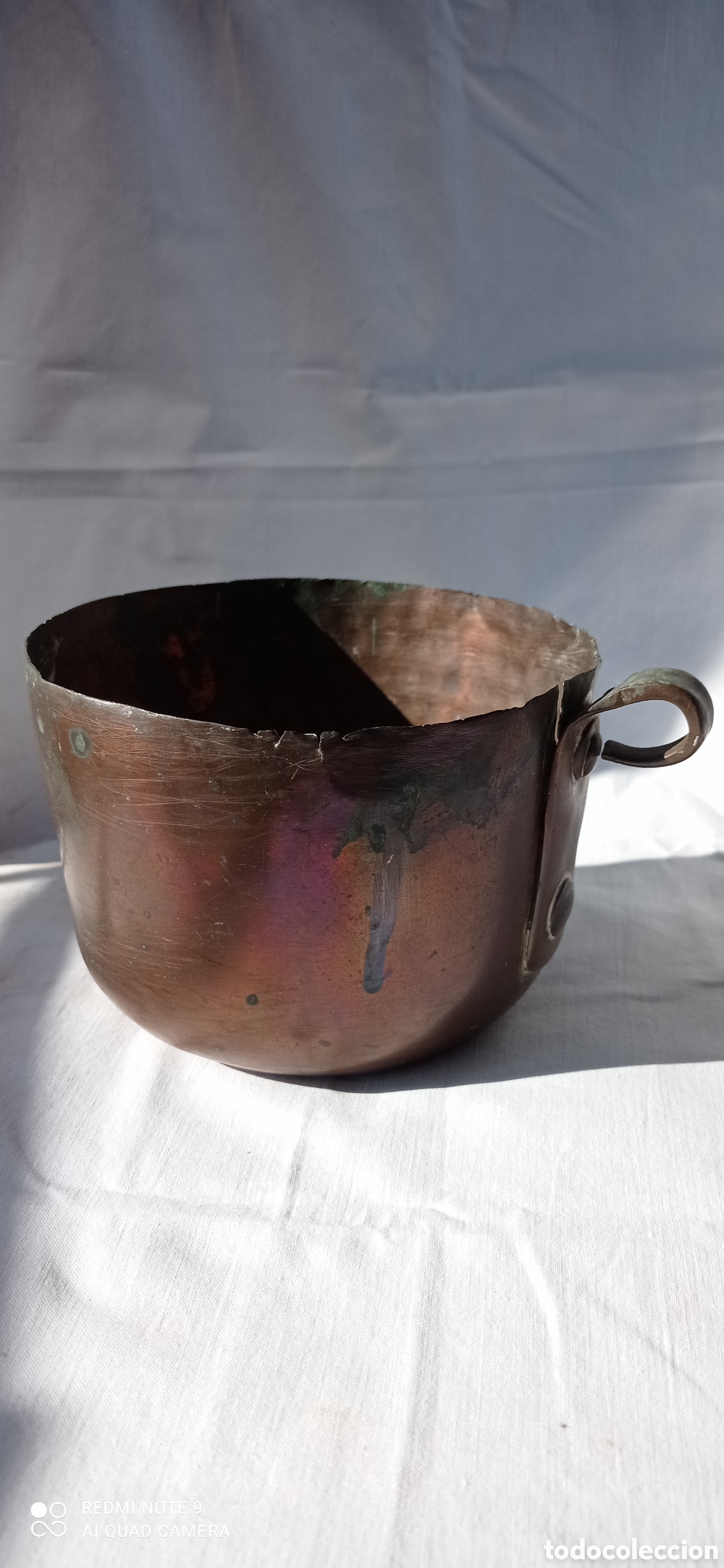 Antig&uuml;edades: Cazo antiguo de cobre. - Foto 2
