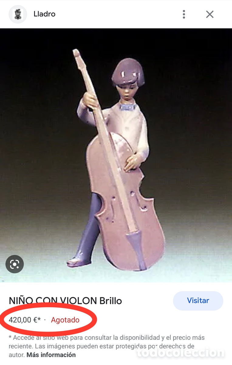 Antig&uuml;edades: REF: 01004615 &ldquo;NI&Ntilde;O CON VIOL&Oacute;N&rdquo; LLADR&Oacute; - Foto 11