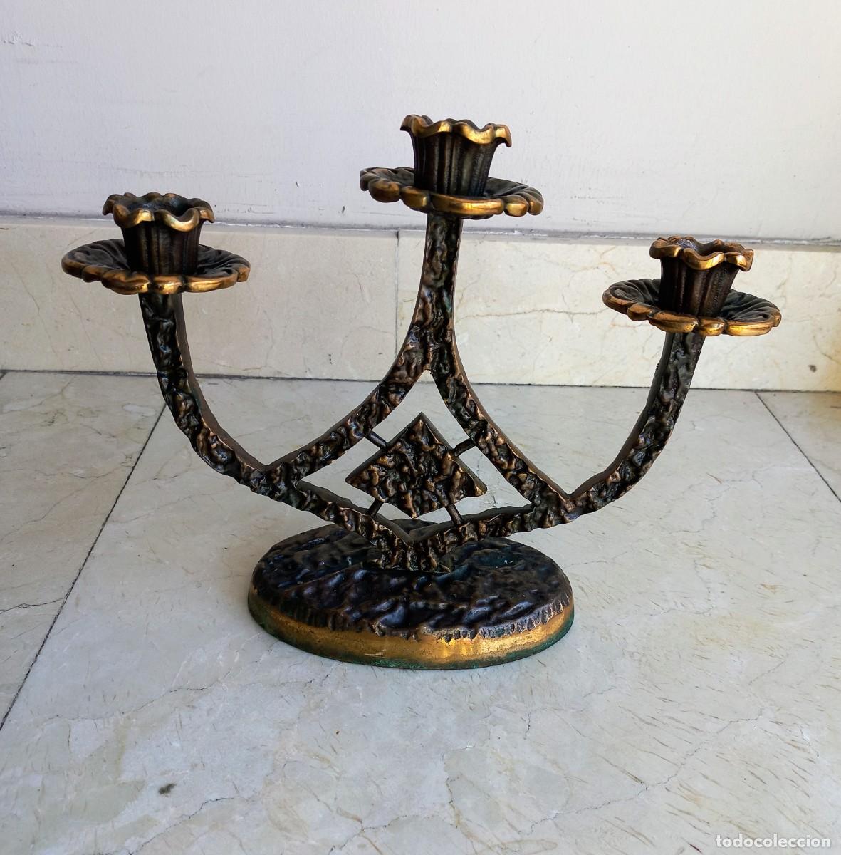 Antig&uuml;edades: Candelabro brutalista bronce alem&aacute;n - Foto 7