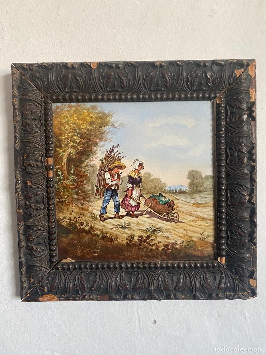 Antig&uuml;edades: -PAREJA DE CUADROS EN AZULEJO - Foto 4