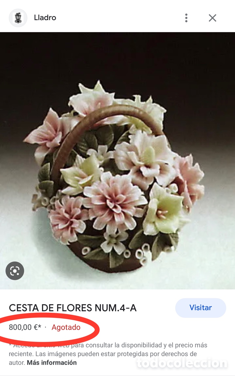 Antig&uuml;edades: REF: 01001294 &ldquo;CESTA DE FLORES N&ordm; 4A&rdquo; LLADR&Oacute; - Foto 8