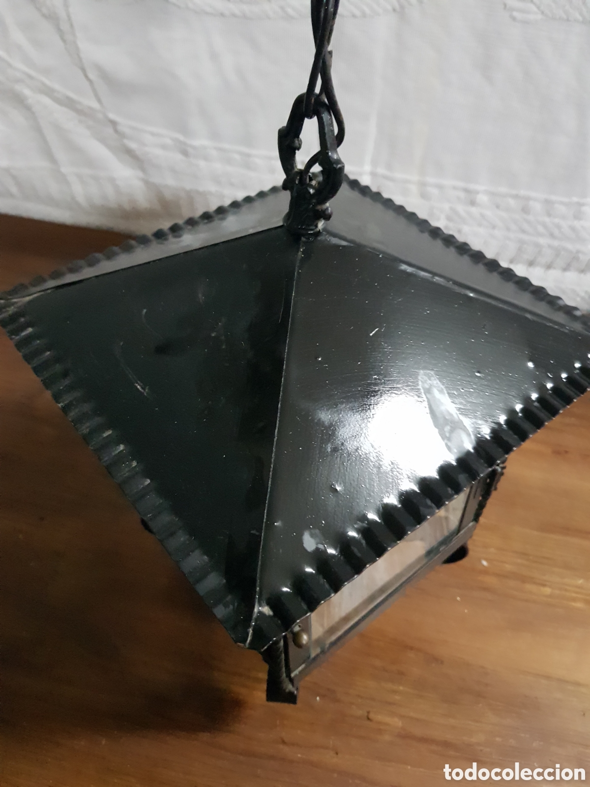 Antig&uuml;edades: Farol de techo hierro y cer&aacute;mica - Foto 3