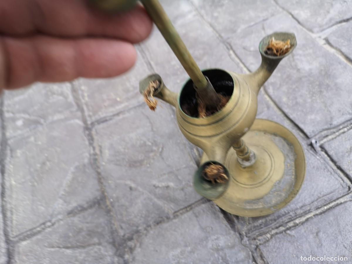 Antig&uuml;edades: Candil de tres brazos en bronce, antiguo - Foto 3