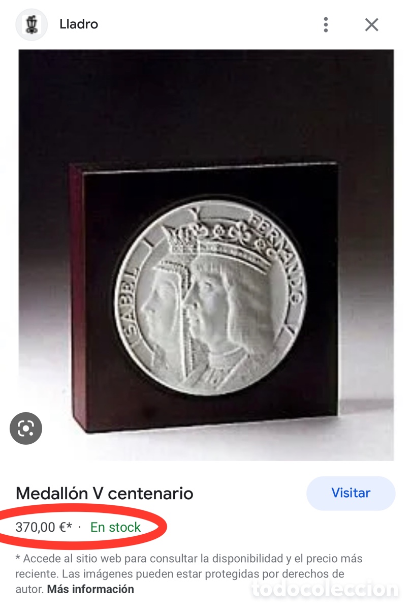 Antig&uuml;edades: REF: 01015808 &ldquo;MEDALL&Oacute;N V CENTENARIO&rdquo; EDICI&Oacute;N LIMITADA LLADR&Oacute; - Foto 10