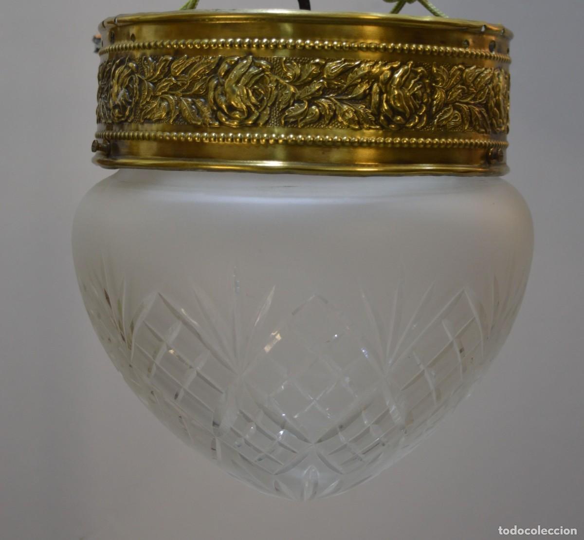 Antig&uuml;edades: Plaf&oacute;n art-dec&oacute; cristal cortado - Foto 1
