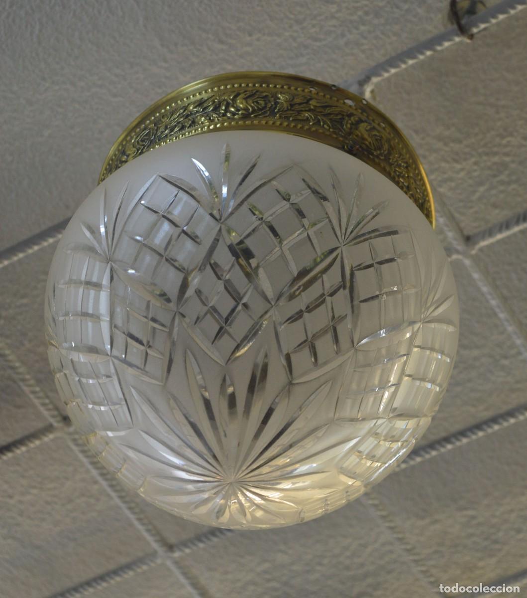 Antig&uuml;edades: Plaf&oacute;n art-dec&oacute; cristal cortado - Foto 3