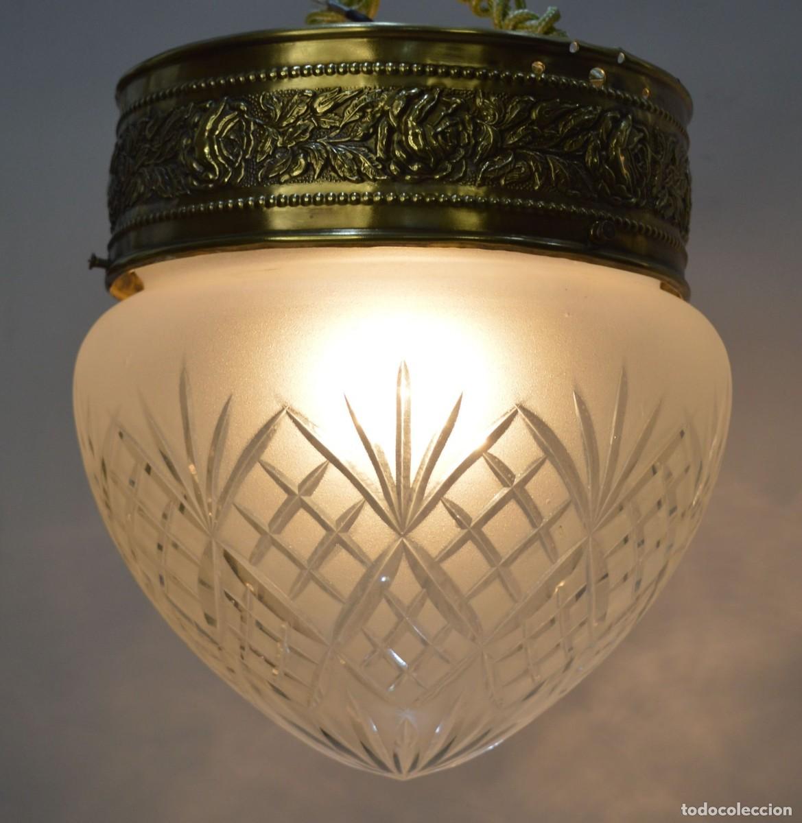 Antig&uuml;edades: Plaf&oacute;n art-dec&oacute; cristal cortado - Foto 6