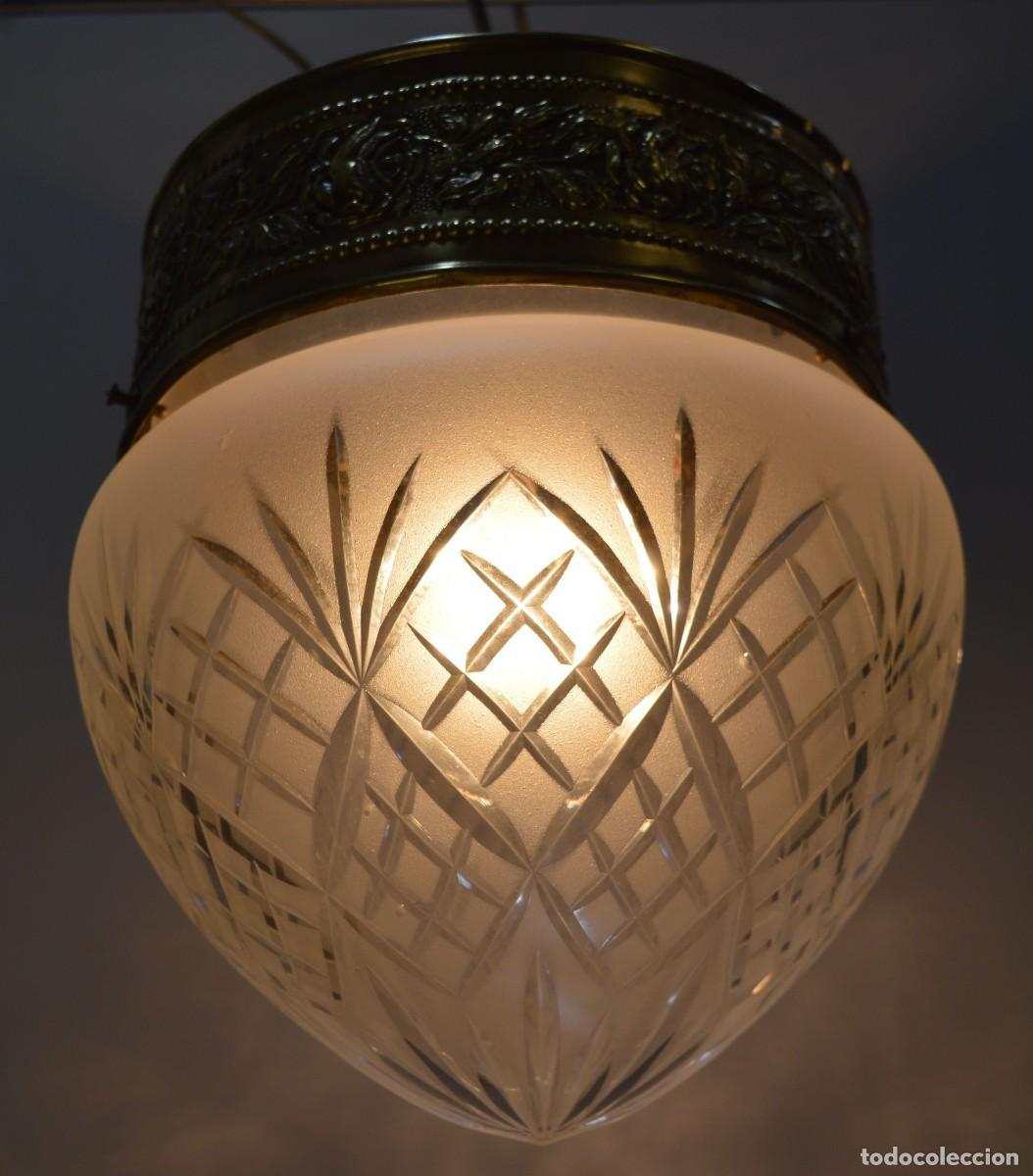 Antig&uuml;edades: Plaf&oacute;n art-dec&oacute; cristal cortado - Foto 8