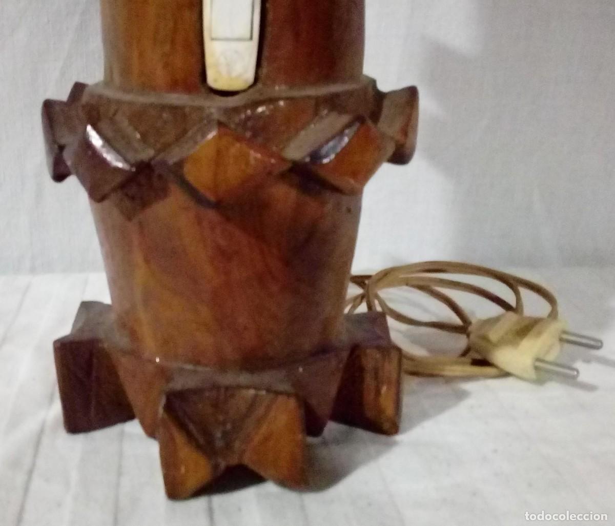 Antig&uuml;edades: Lampara de madera, 220v - Foto 2