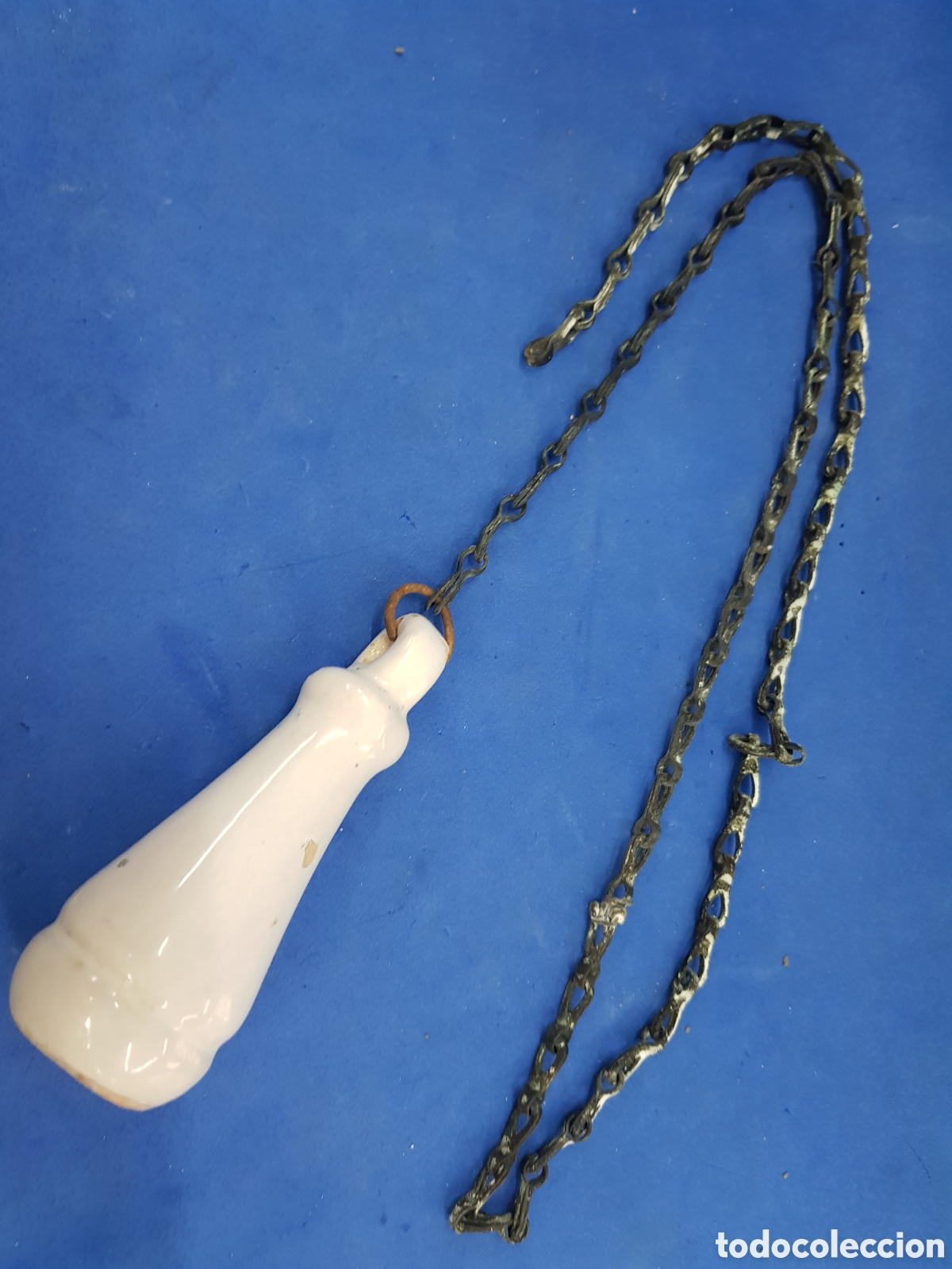 Antiguidades: Tirador de cadena de porcelana WC