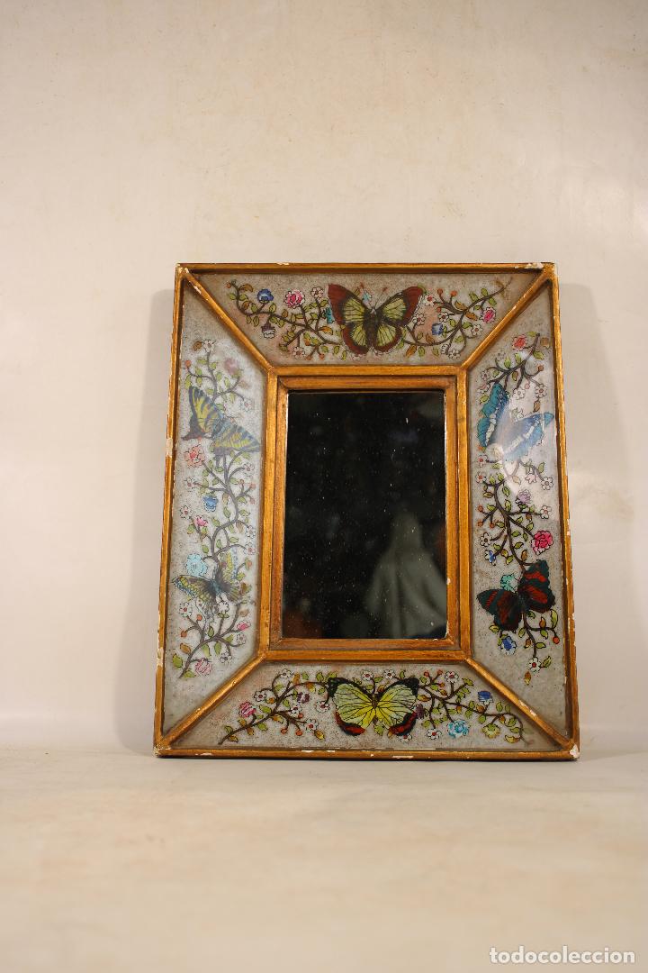 Antig&uuml;edades: espejo con mariposas - Foto 1