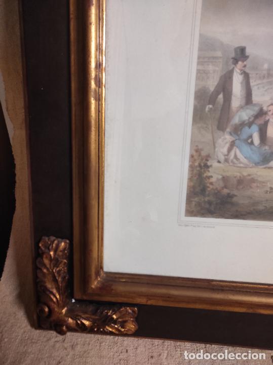 Antig&uuml;edades: marco policromado con grabado agua - Foto 6