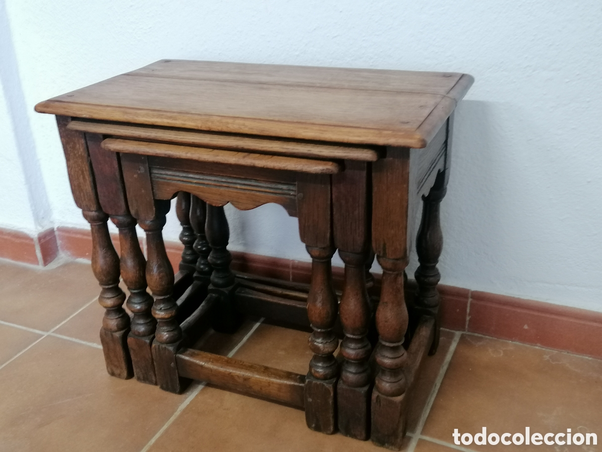 Antig&uuml;edades: Mesa nido de roble antigua - Foto 4