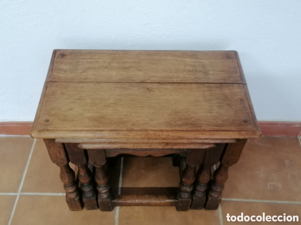 Antig&uuml;edades: Mesa nido de roble antigua - Foto 5