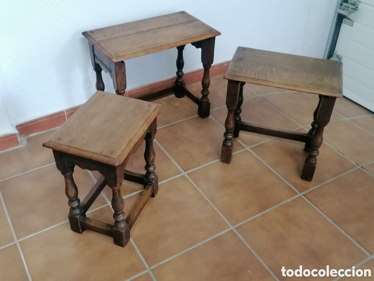 Antig&uuml;edades: Mesa nido de roble antigua - Foto 7