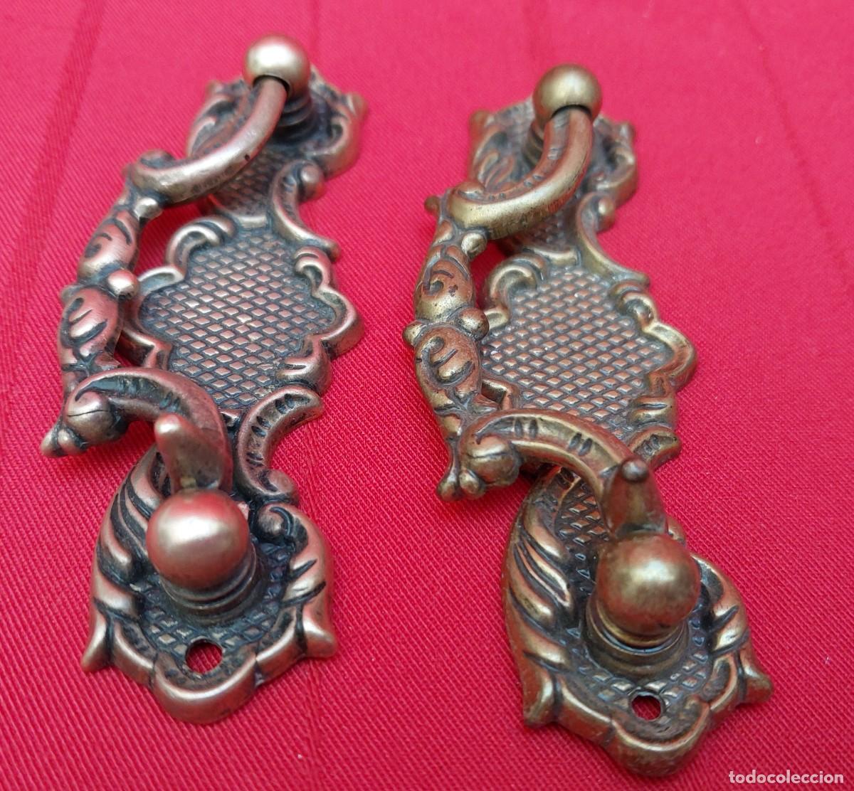 Antig&uuml;edades: PAREJA DE TIRADORES DE BRONCE - Foto 5