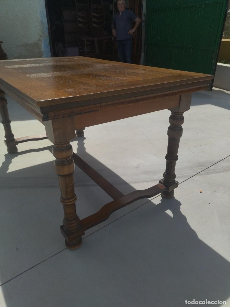 Antig&uuml;edades: Bonita mesa rectangular extensible de madera de roble. - Foto 7