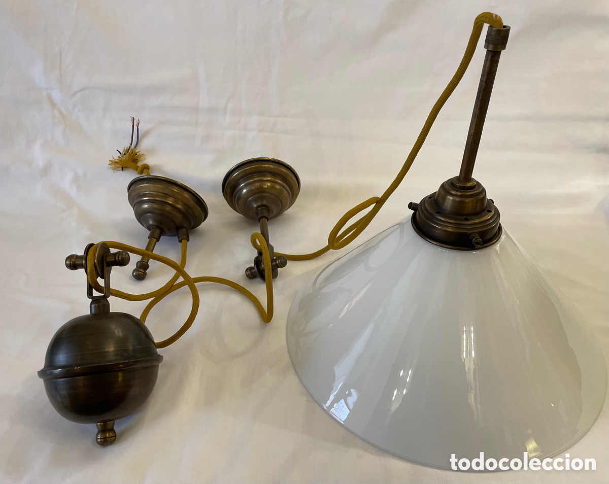 Antig&uuml;edades: L&aacute;mpara bronce siglo XX regulable - Foto 3