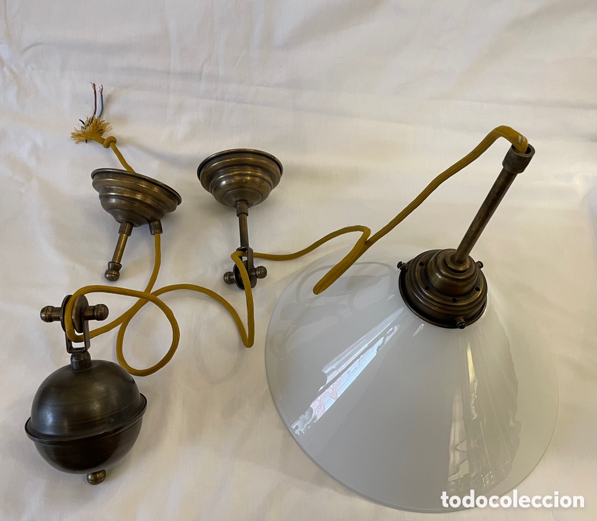 Antig&uuml;edades: L&aacute;mpara bronce siglo XX regulable - Foto 4