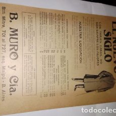 Antigüedades: PUBLICIDAD 1911 EL NUEVO SIGLO TRAJES BMURO Y CIA. Lote 401862054