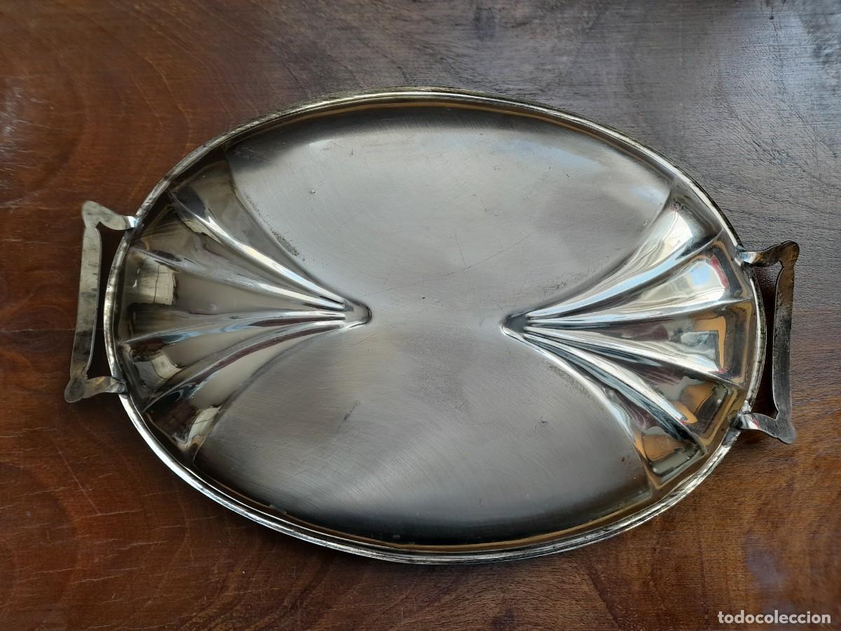 Antig&uuml;edades: Bandeja ovalada con asas color acerado - Foto 2