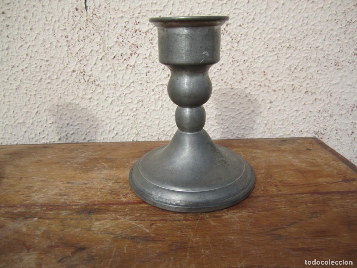 Antig&uuml;edades: Pareja de candelabros de esta&ntilde;o - Foto 3