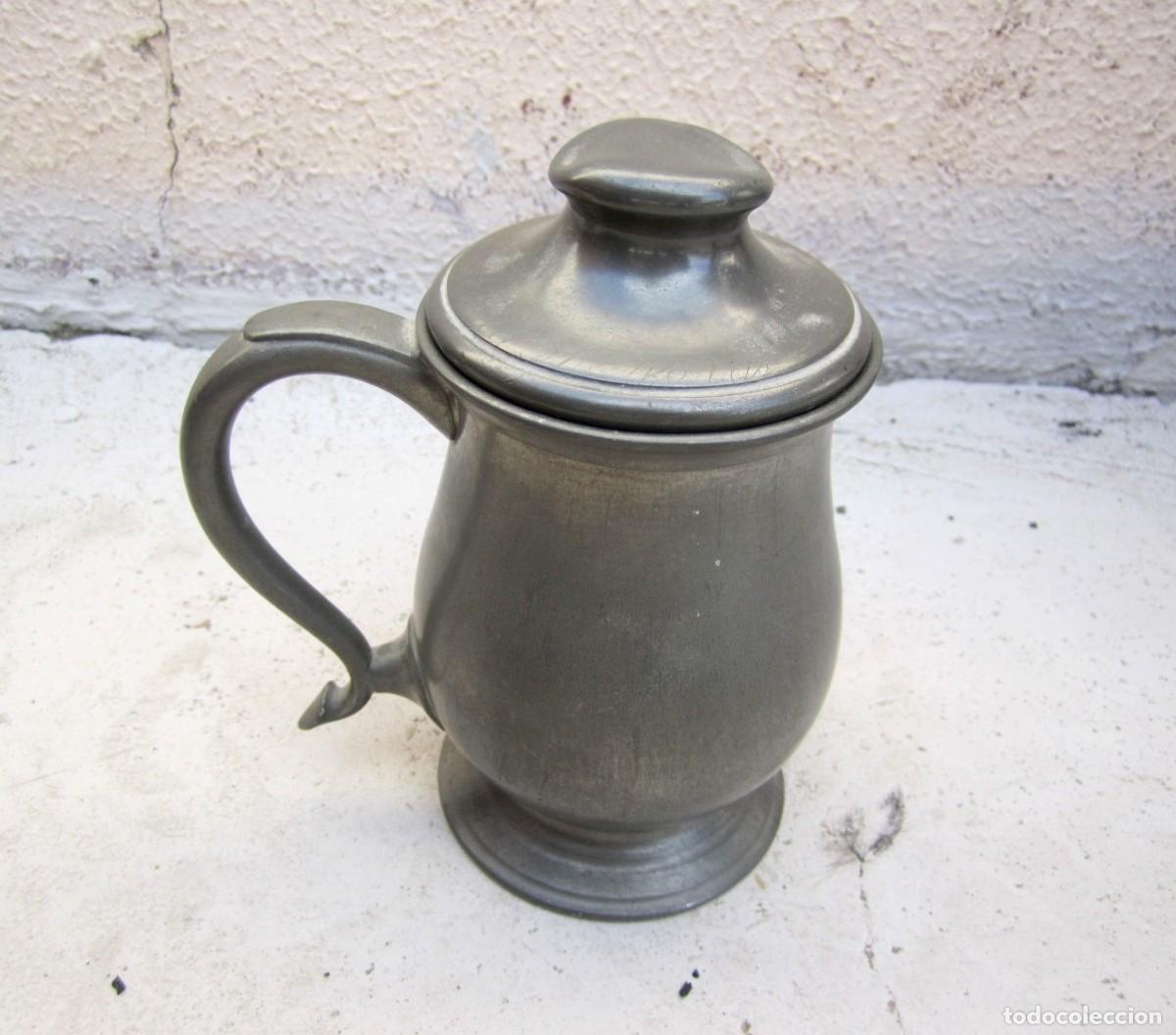 Antig&uuml;edades: Jarrita con tapa, inglesa de pewter - Foto 1