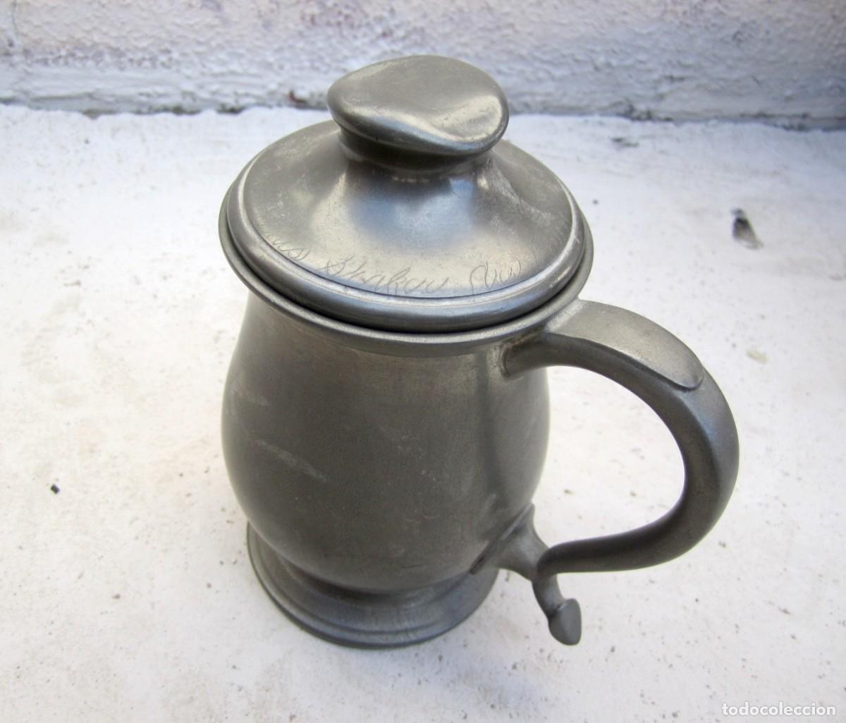 Antig&uuml;edades: Jarrita con tapa, inglesa de pewter - Foto 4