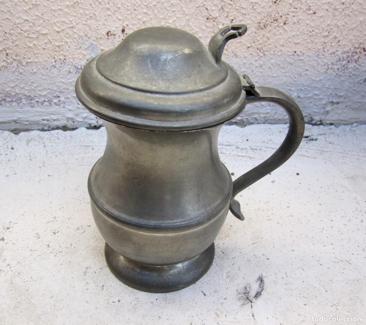 Antig&uuml;edades: Jarrita con tapa de pewter, inglaterra - Foto 1