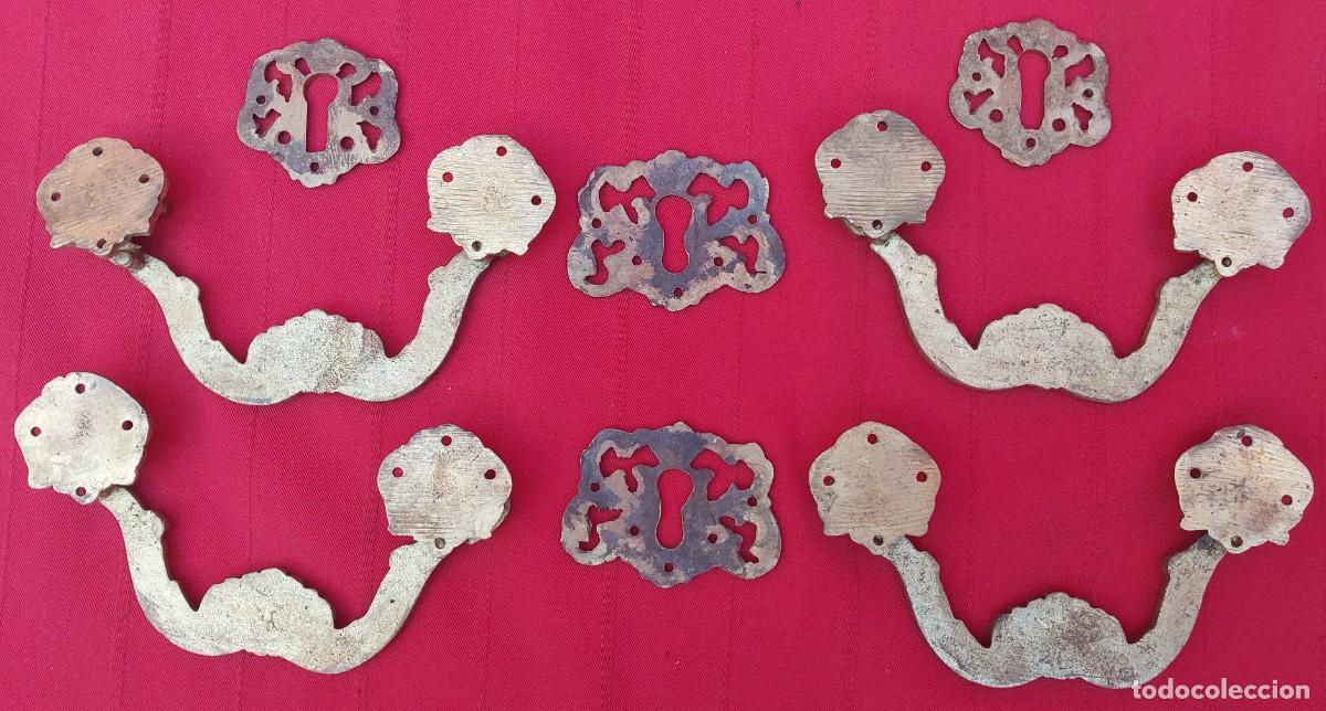 Antig&uuml;edades: 4 TIRADORES Y BOCA LLAVES DE BRONCE - Foto 7