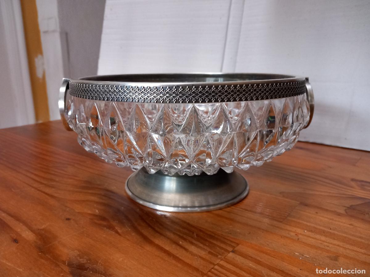 Antig&uuml;edades: Frutero o Centro de Mesa en cristal de roca. Boca y Base de plata. - Foto 2