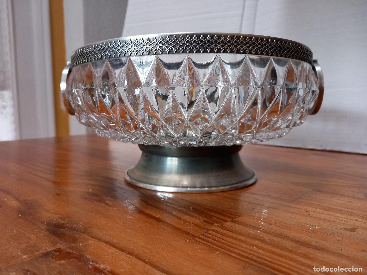 Antig&uuml;edades: Frutero o Centro de Mesa en cristal de roca. Boca y Base de plata. - Foto 3