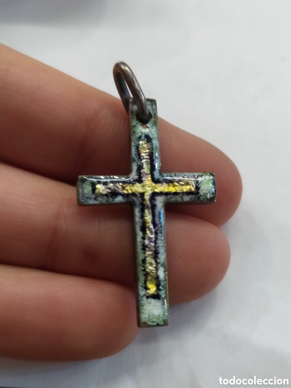 Antig&uuml;edades: Cruz de plata y esmalte. Vintage - Foto 3