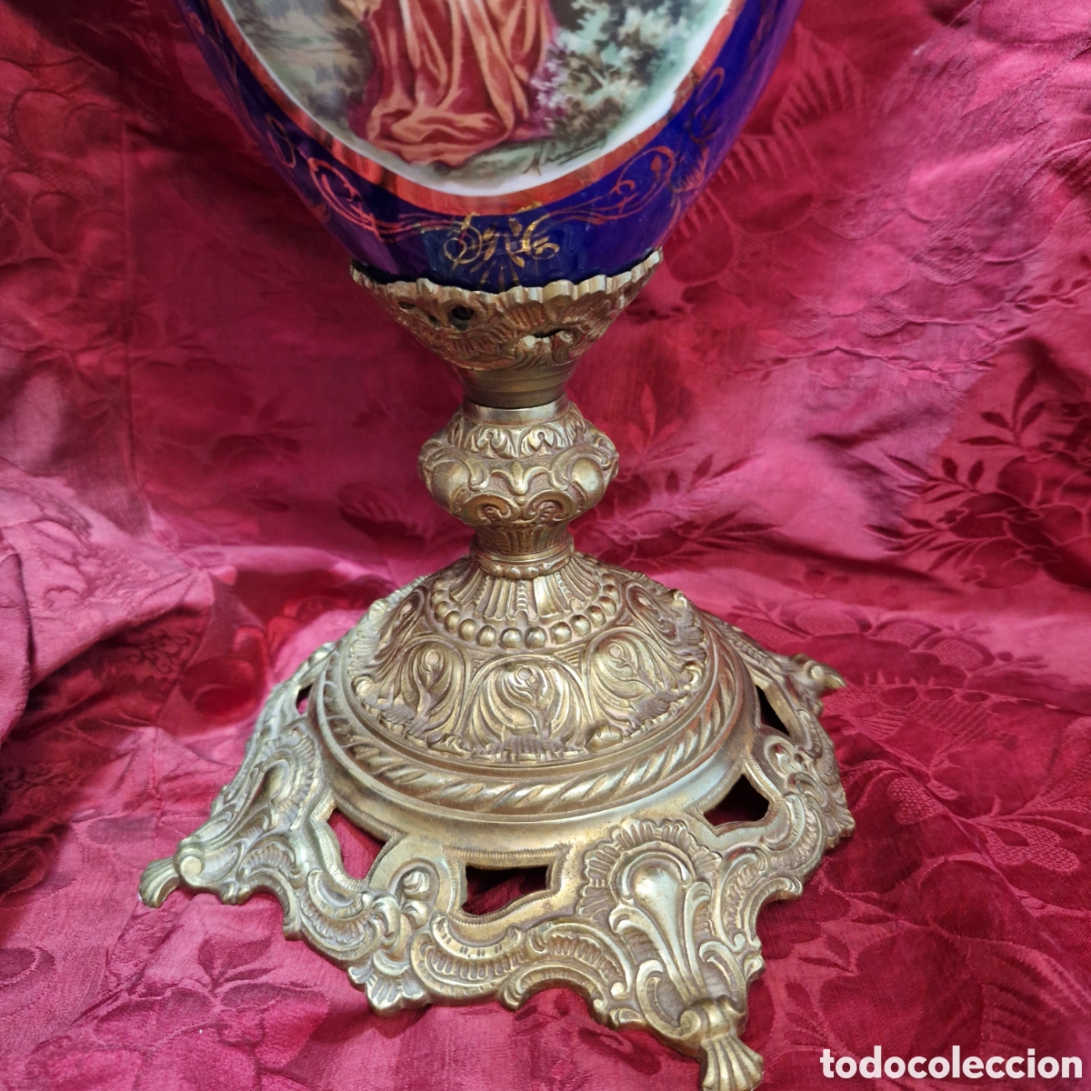 Antig&uuml;edades: Jarr&oacute;n porcelana azul y bronce - Foto 6