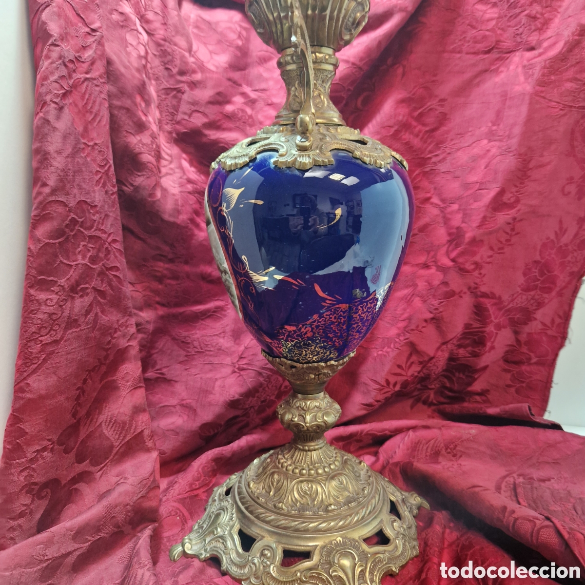 Antig&uuml;edades: Jarr&oacute;n porcelana azul y bronce - Foto 11