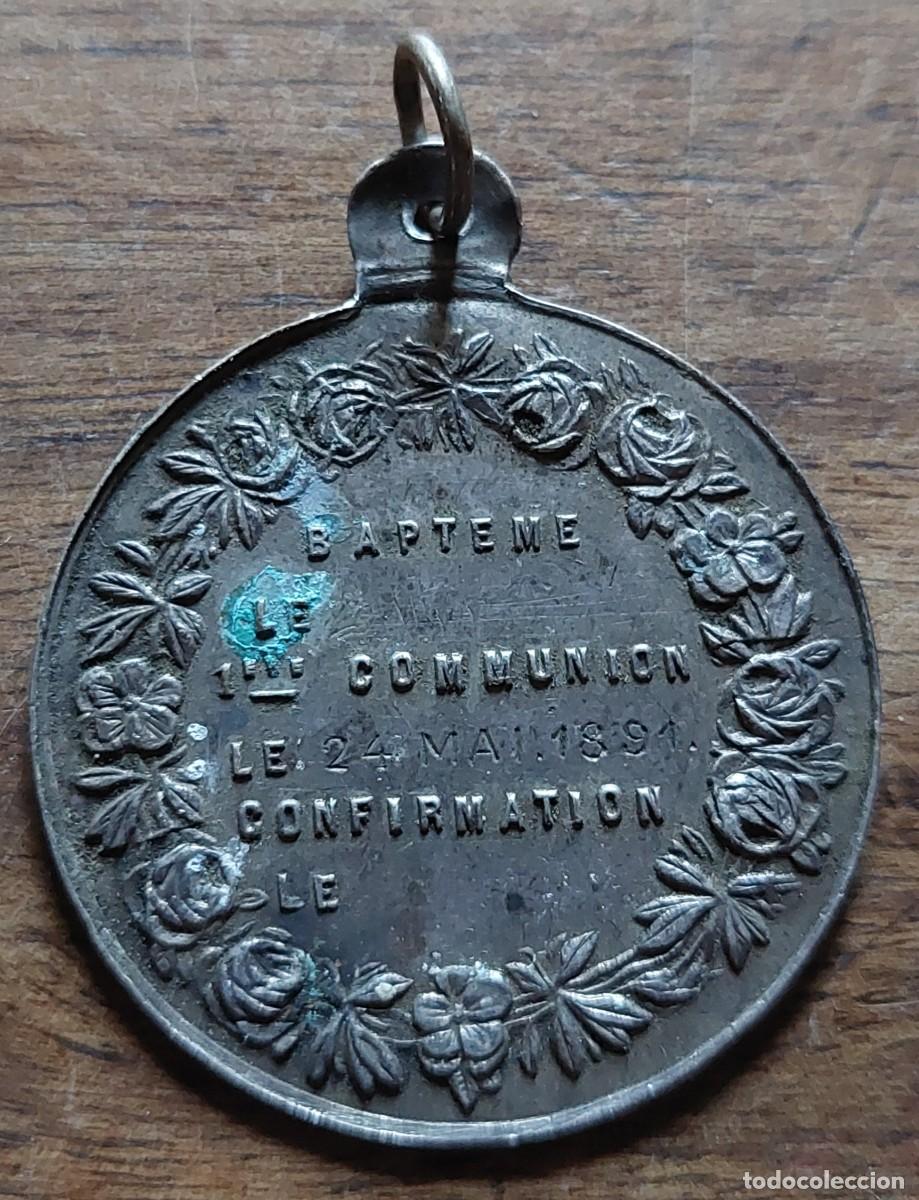 Antig&uuml;edades: Medalla confirmaci&oacute;n de la comuni&oacute;n 1891 plata - Foto 2