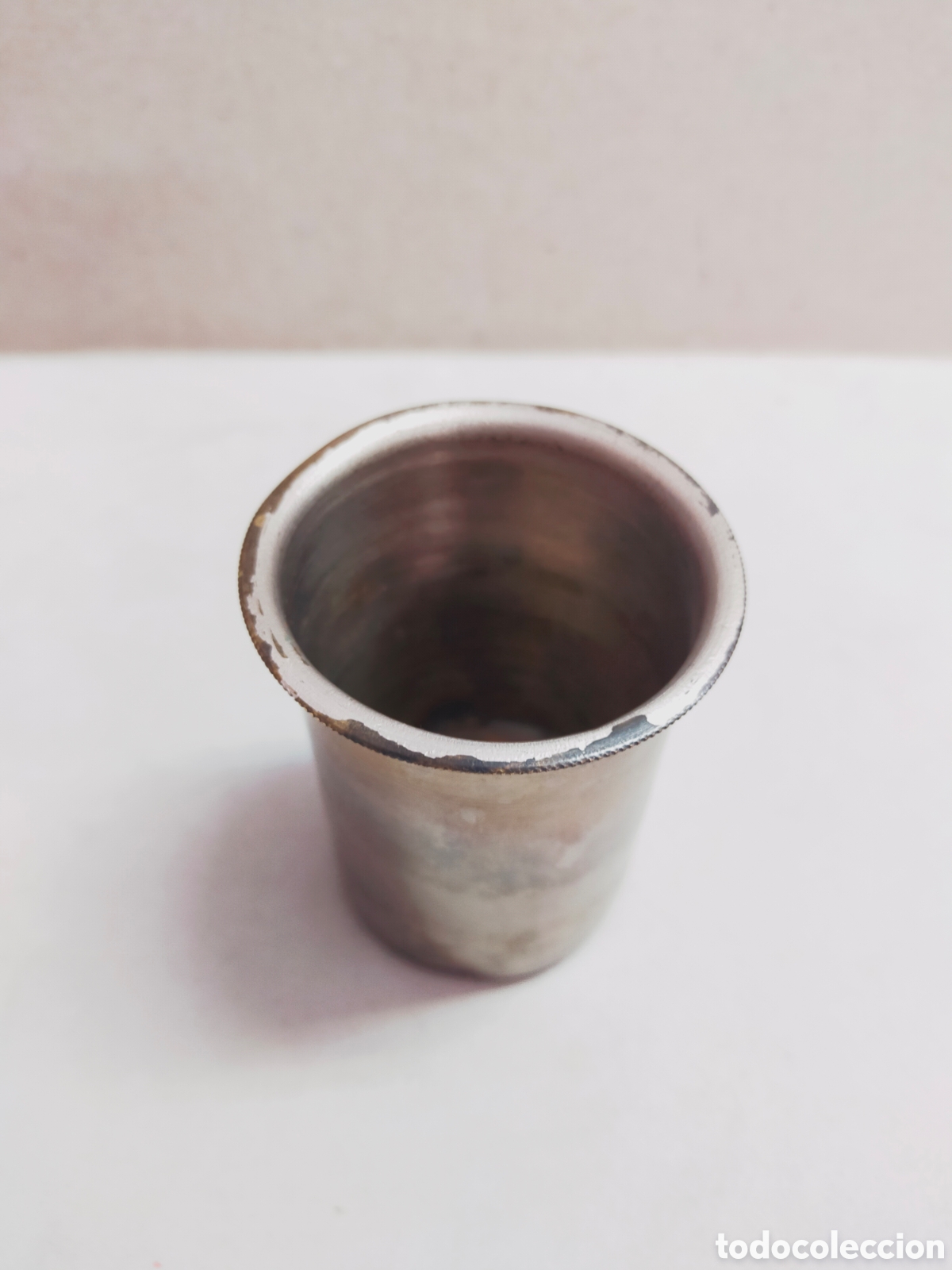 Antig&uuml;edades: VASO DE METAL PLATEADO. 7,5 CM. - Foto 2