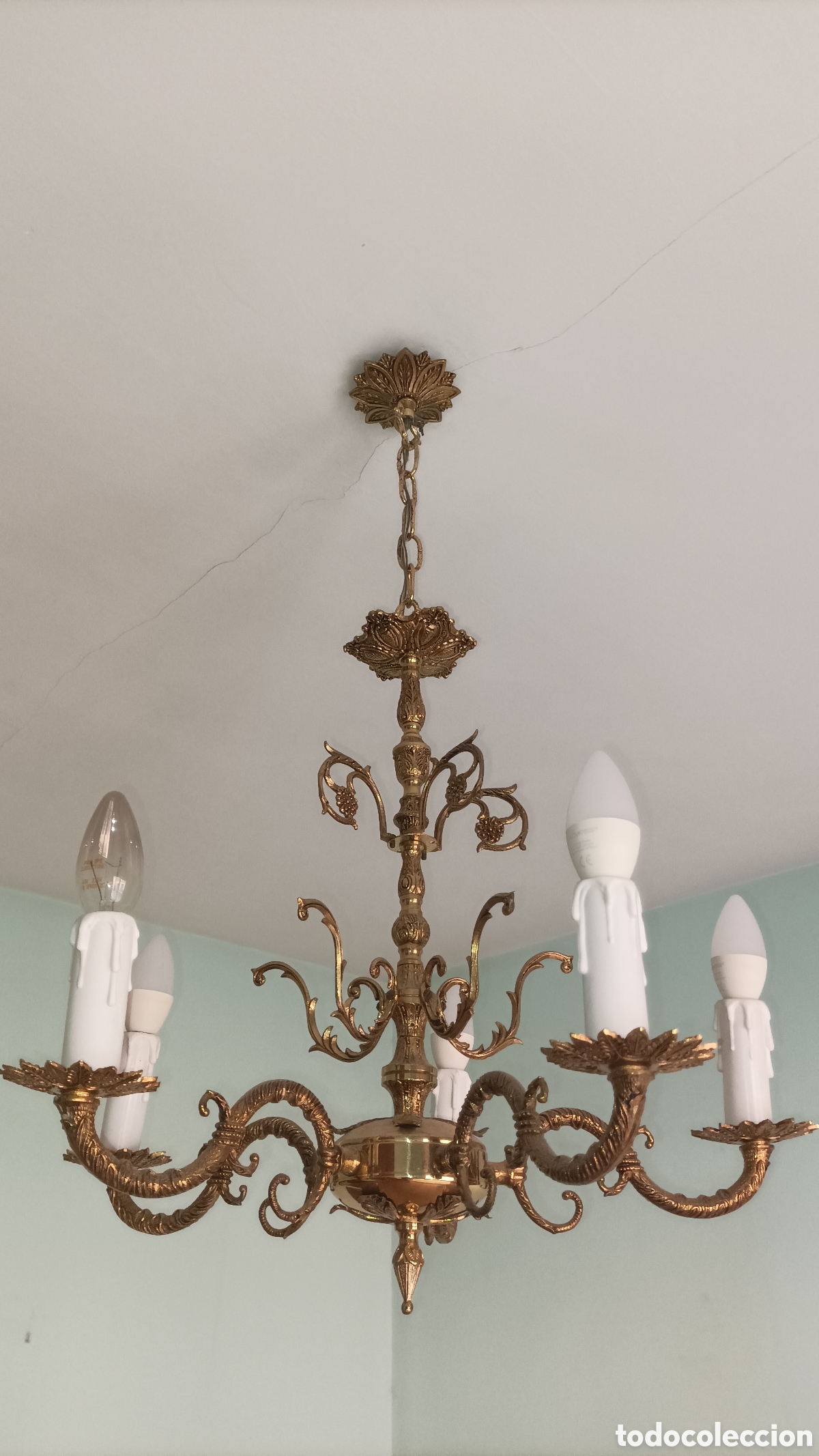 Antig&uuml;edades: L&Aacute;MPARA DE TECHO ANTIGUA DE BRONCE - Foto 5
