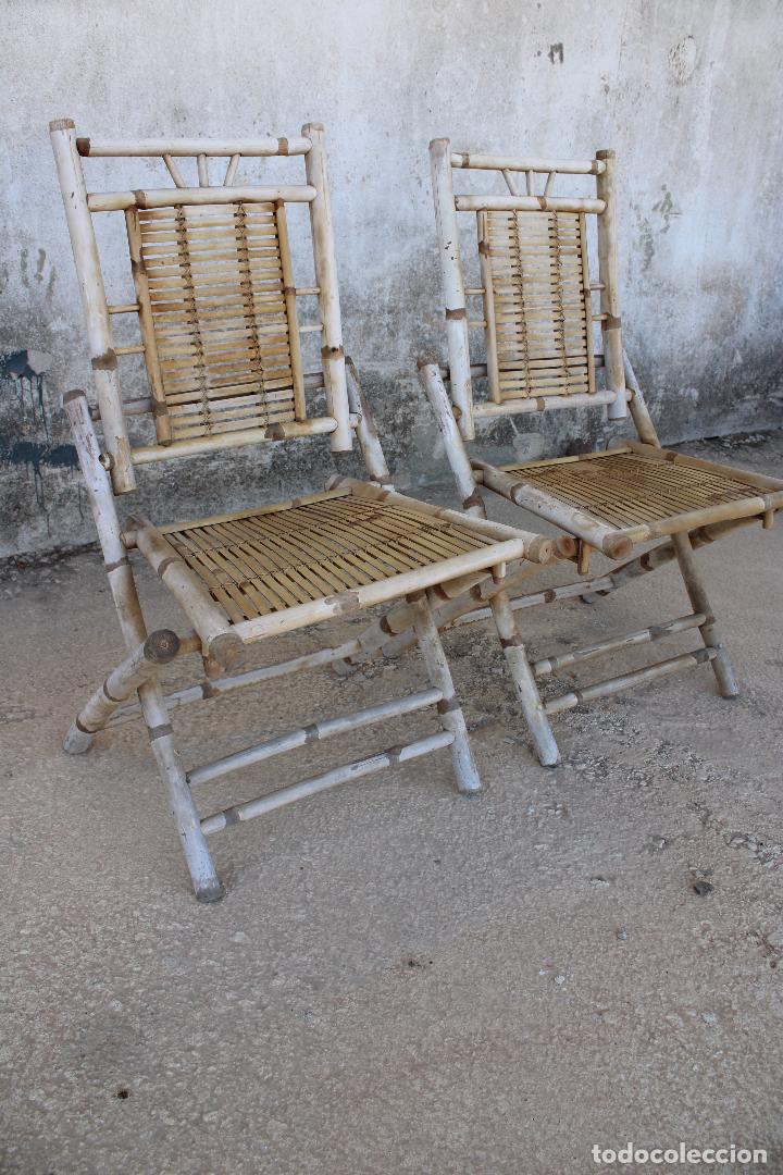 Antig&uuml;edades: 2 sillas plegables de bamb&uacute; - Foto 4