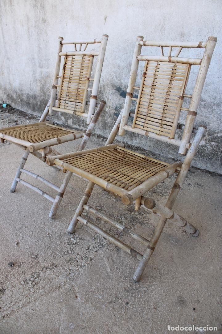 Antig&uuml;edades: 2 sillas plegables de bamb&uacute; - Foto 5