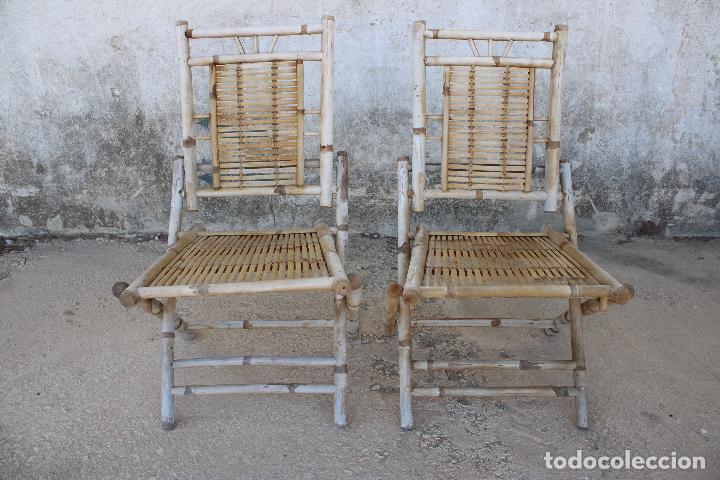 Antig&uuml;edades: 2 sillas plegables de bamb&uacute; - Foto 6