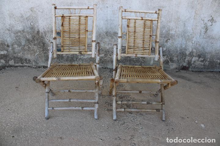 Antig&uuml;edades: 2 sillas plegables de bamb&uacute; - Foto 1